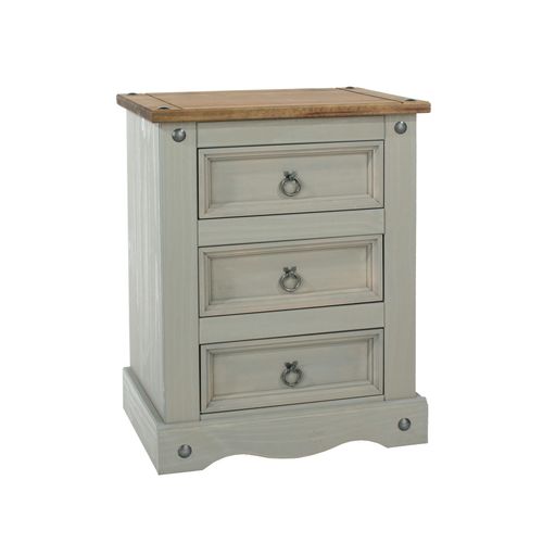 Core Products Corona Tall 3 Drawer Bedside Cabinet - grey wax