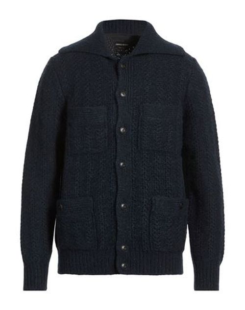 Man Cardigan Navy Size 38 Alpaca wool, Cotton, Wool