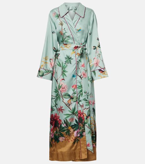 Midnight floral silk wrap dress