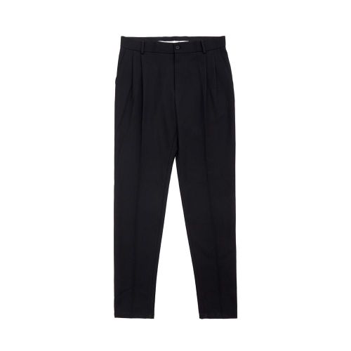 High-Waist Wool-Blend Trousers — Black