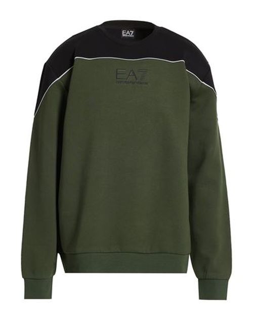 Man Sweatshirt Military green Size L Cotton, Polyester, Elastane