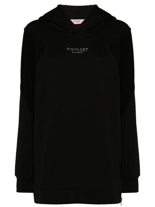 Logo-lettering hoodie - Black