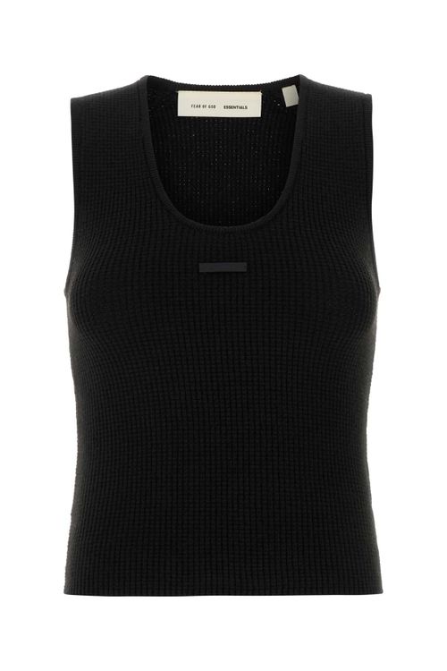 Waffle Tank Top — Black