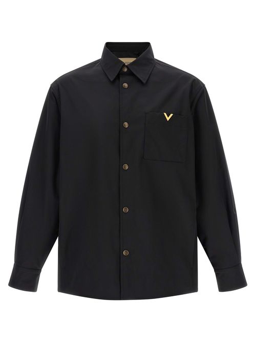Logo-Embroidered Overshirt — Black