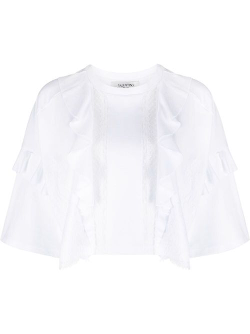 Valentino Garavani lace panel cropped T-shirt - White