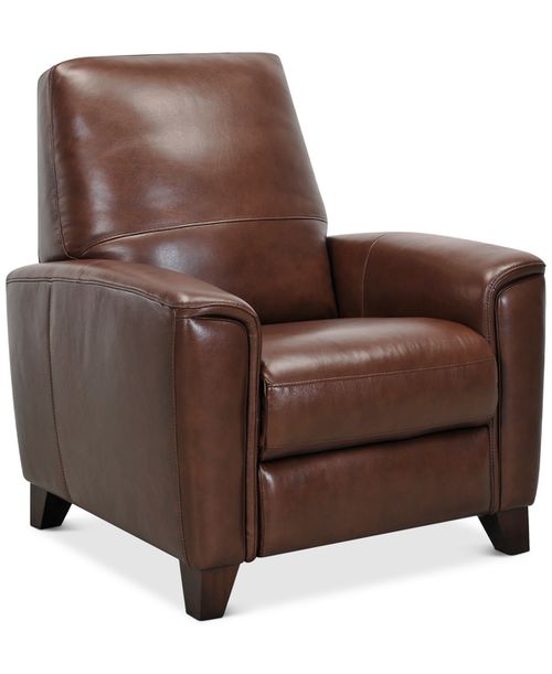 "Brayna 35"" Classic Leather Pushback Recliner, Created for Classico Chestnut"