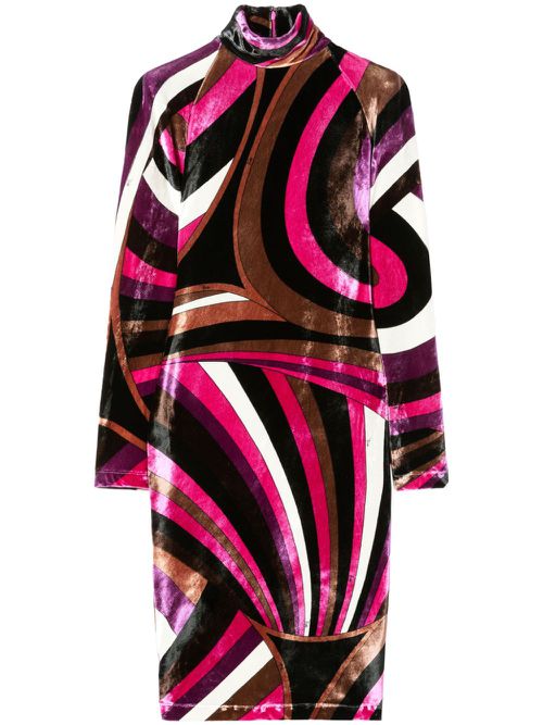 Iride-print velvet mini dress - Pink