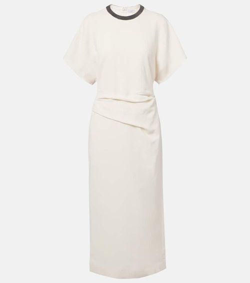 Linen-blend midi dress