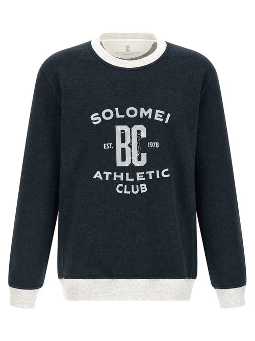 Logo-Print Cotton-Linen Sweatshirt — Navy