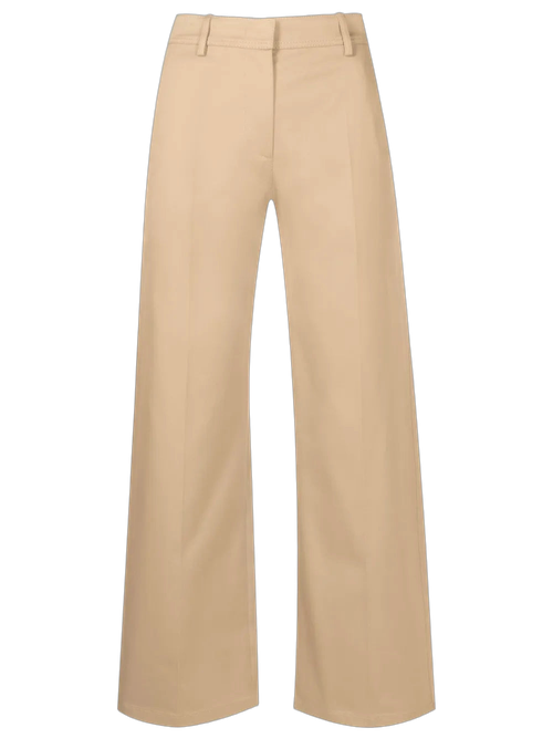 High-Rise Wide-Leg Trousers — Beige