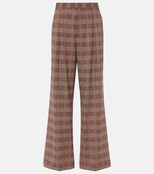 Checked high-rise wide-leg pants