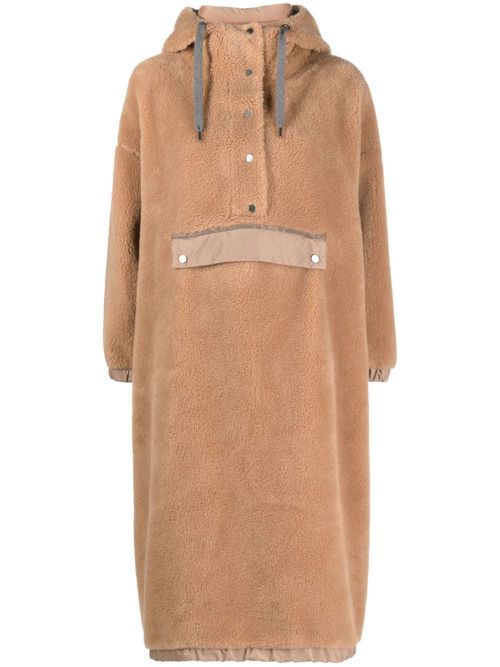 Faux-fur midi cape - Brown