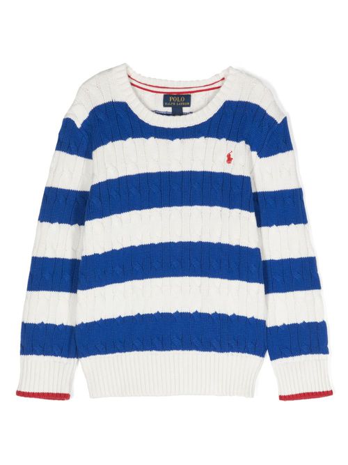 Polo-Pony-motif striped jumper - Blue