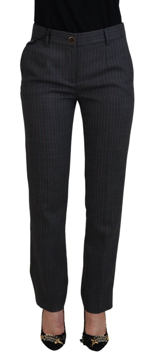 Virgin Wool Striped Trousers — Gray