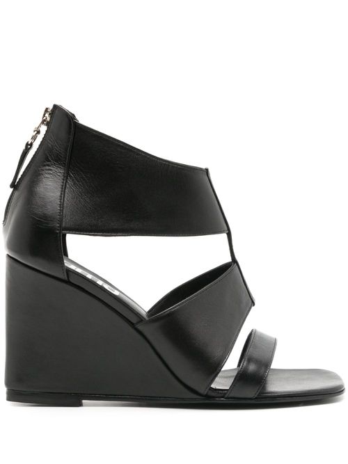 Game 100mm leather wedge sandals - Black
