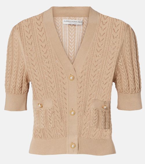 Pointelle cotton and cashmere cardigan