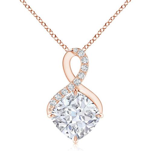 Angara 1.2 Carats Lab-Grown Claw-Set Diamond Infinity Pendant with Lab Diamond Accents in 18K Rose Gold