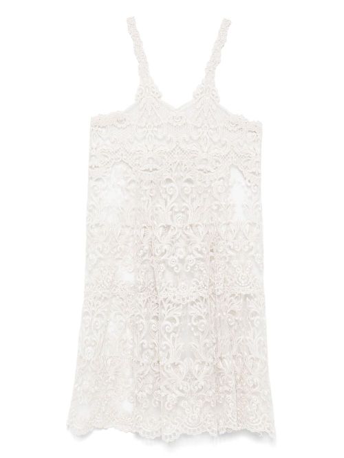 MAURIZIO MYKONOS corded-lace midi dress - Neutrals