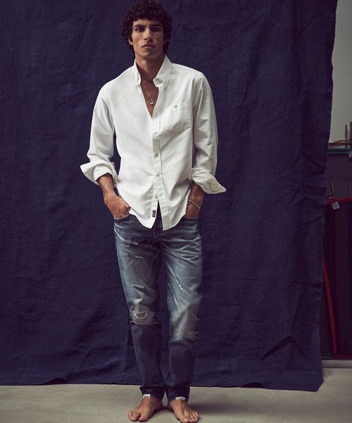 Slim Fit Japanese Selvedge Stretch Jean in Distressed Wash