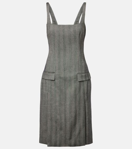 Chevron wool-blend midi dress