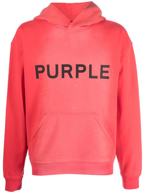Logo-print cotton hoodie - Red