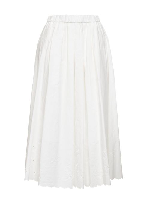 Broderie Anglaise A-Line Skirt — White