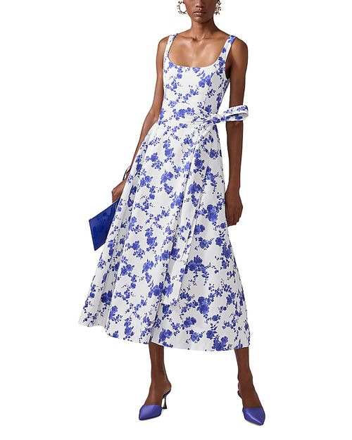 Sleeveless Scoop Neck Midi Dress with Sash