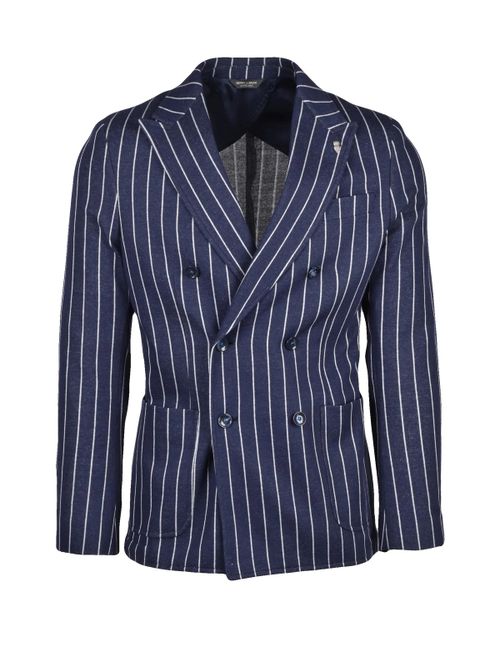Blue Cotton Polyester Men Blazer Jacket