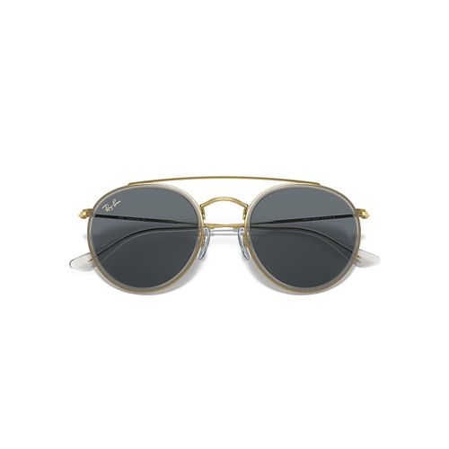 Ray-Ban Round Double Bridge Legend Gold Sunglasses Gold Frame Blue Lense