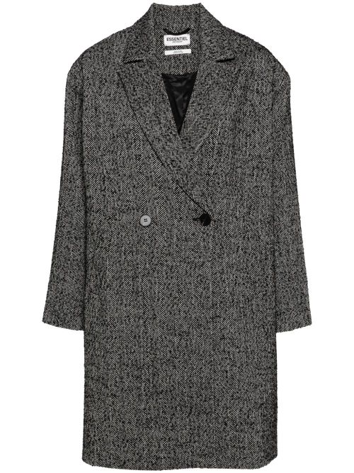Chevron-pattern coat - Black