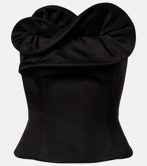 Ruffled wool and silk bustier top