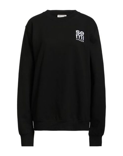 Woman Sweatshirt Black Size M Cotton, Polyester