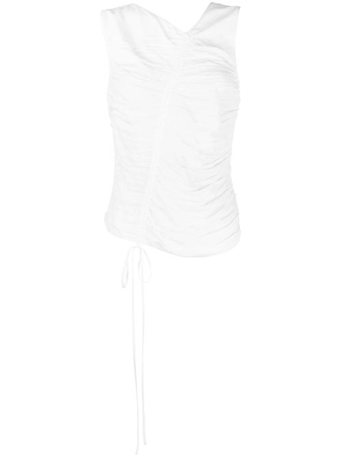 Ruched-detail sleeveless blouse - White
