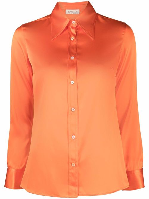 Long-sleeved silk shirt - Orange