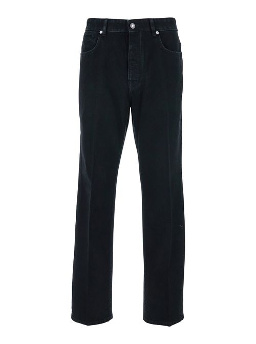 Black Jeans With Belt Loops In Denim Man