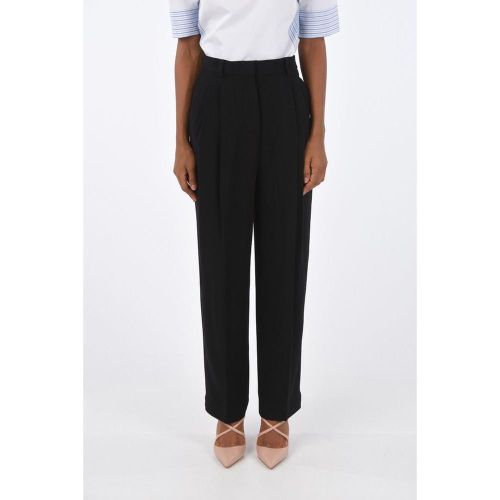 Double-Pleated High-Waist Trousers — Black