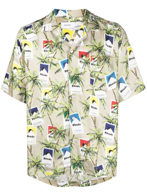 Cigarette-print silk shirt - Neutrals
