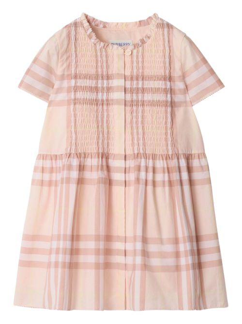 Burberry Kids check-print cotton dress - Pink