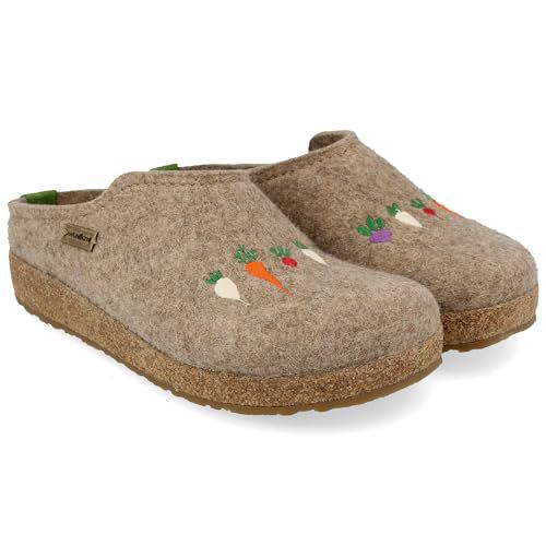 HAFLINGER Grizzly Roots Felt Clog Wool Slipper Unisex Blue EU