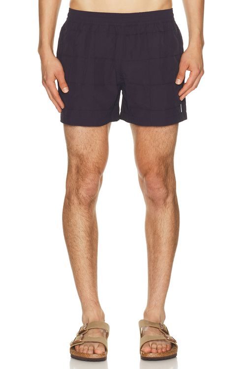 AUTO-REPLY 4 Grid Pintuck Sebastian Swim Trunk in Grid Storm - Navy. S also in M, L, XL/1X