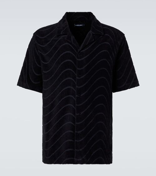 Embroidered cotton-blend terry shirt