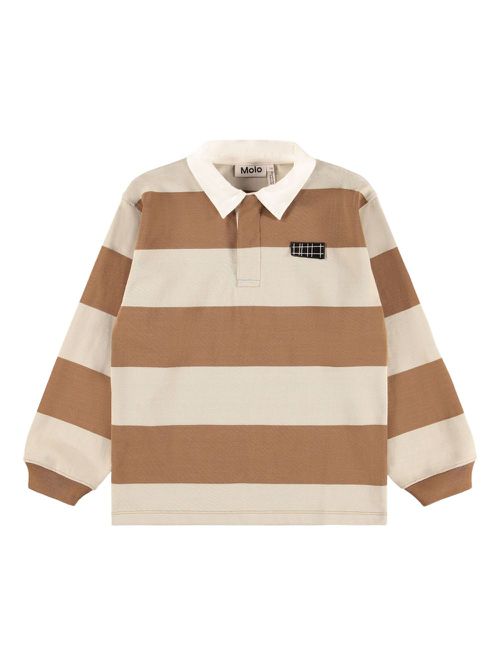 Striped long-sleeve polo shirt - Neutrals