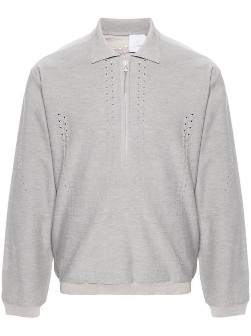 Knitted merino wool polo shirt - Grey