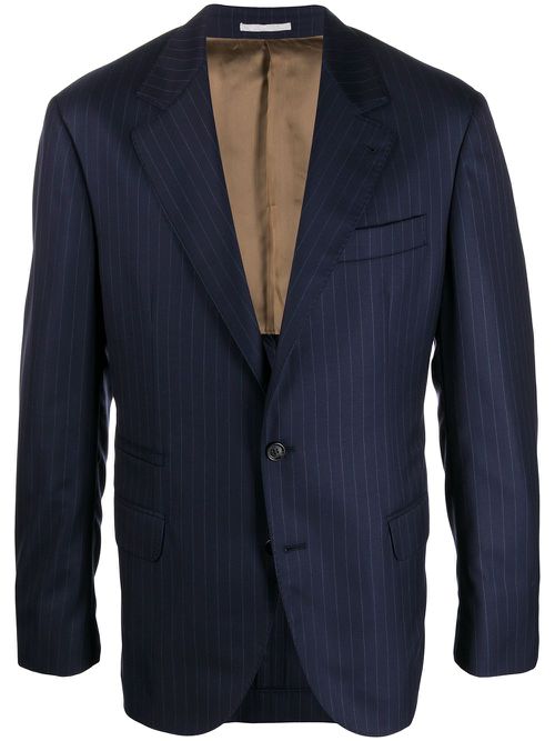 Pinstripe suit jacket - Blue