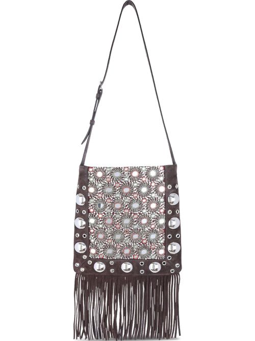 Fringe-detailing shoulder bag - Brown