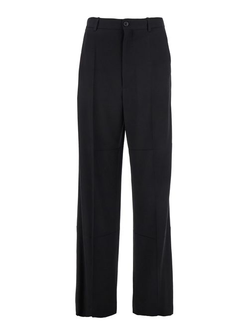 Black Pants With Belt Loops In Wool Blend Man