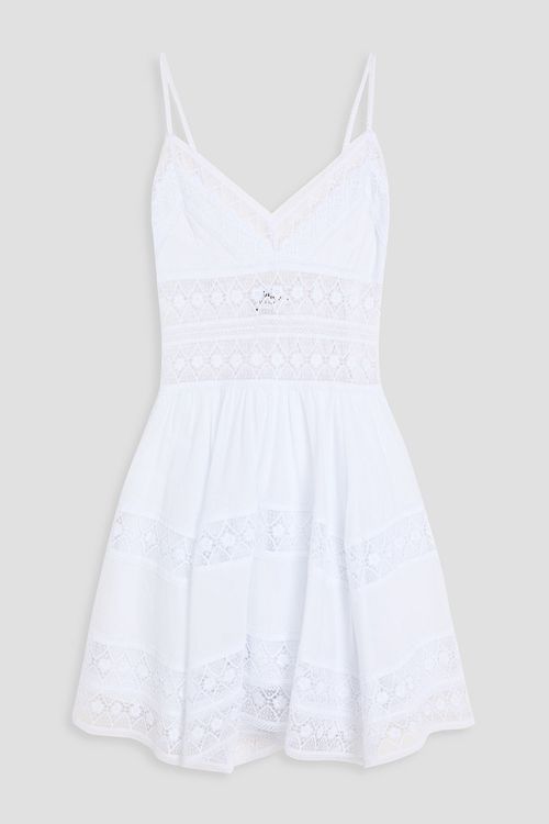 Sylvie crochet-trimmed cotton-blend mini dress - White - L