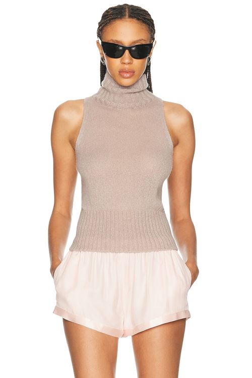 TOM FORD Cashmere Silk Halterneck Sweater in Pink Beige - Taupe. M also in