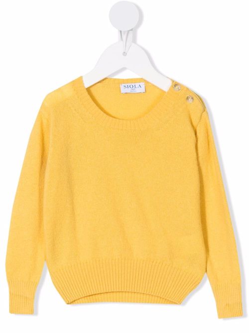 Shoulder-button knitted jumper - Yellow