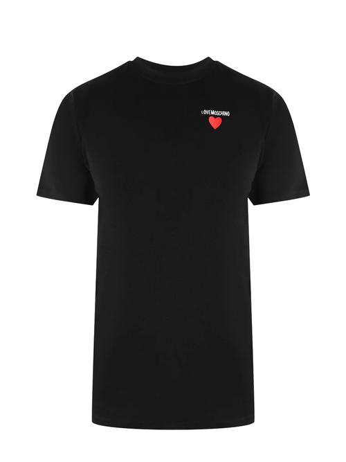 Love Moschino Small Heart Logo Black T-Shirt - Black
